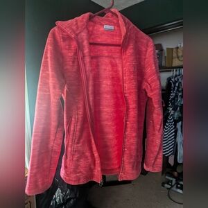 Women's Columbia fleece zip up. Size small. Heathered Pink color.